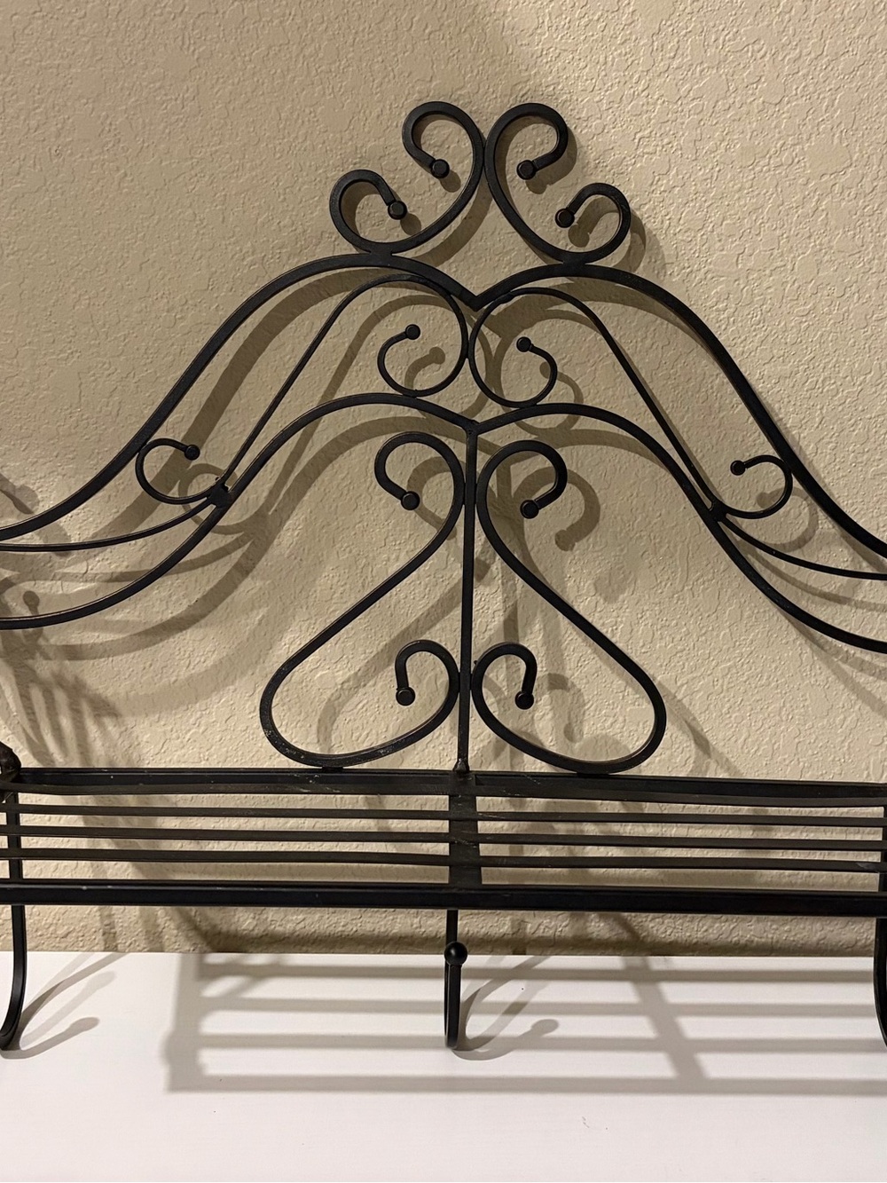 Pier 1 Black Metal Wall Shelf with Scrollwork for Mugs